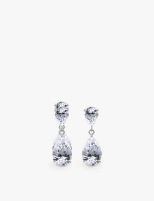 CARAT LONDON: Arabella sterling-silver and cubic zirconia drop earrings