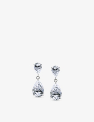 CARAT LONDON: Arabella sterling-silver and cubic zirconia drop earrings