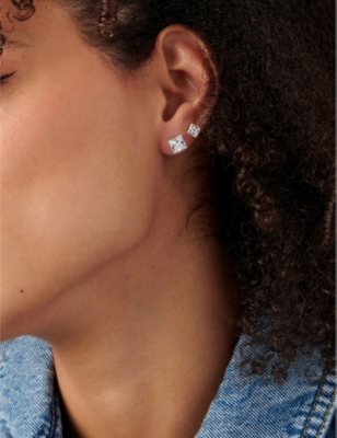 Carat London Womens Silver Chester 9ct White-gold With 0.50ct Cubic Zirconia Stud Earrings In Silver