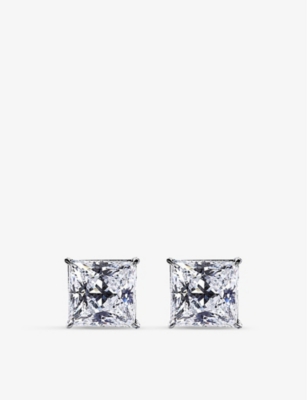 Carat London Womens Silver Chester 9ct White-gold With 1.50ct Cubic Zirconia Stud Earrings