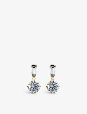 CARAT LONDON: Athena 9ct white-gold and cubic zirconia drop earrings