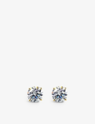 Carat London Womens Gold Eternal 9ct Yellow-gold Cubic Zirconia Stud Earrings