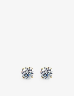 Carat London Womens Gold Eternal 9ct Yellow-gold And 1.50ct Cubic Zirconia Stud Earrings