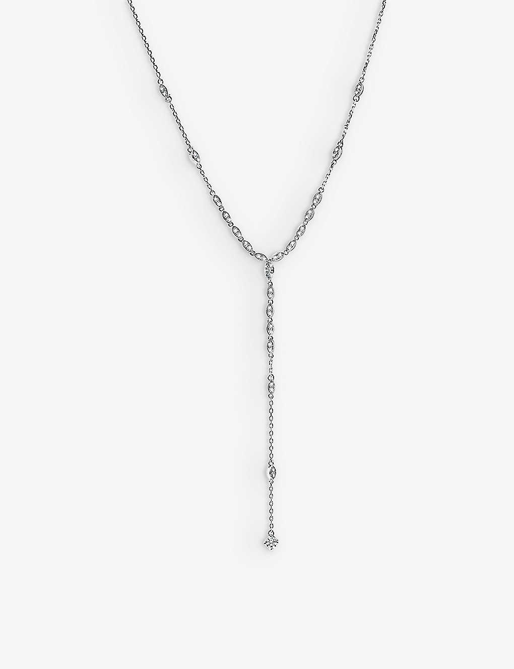Carat London Womens Silver Calluna Sterling-silver And Cubic Zirconia Necklace
