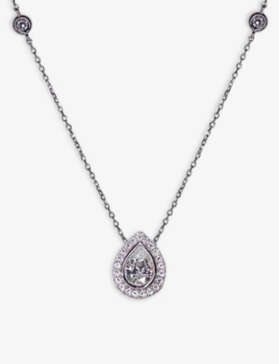 CARAT LONDON: Emile sterling silver and 0.75ct cubic zirconia necklace