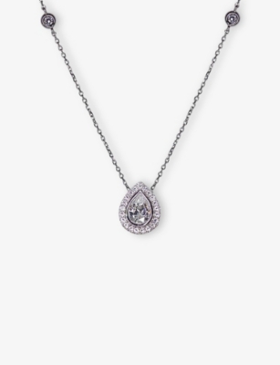 Carat London Womens Silver Emile Sterling Silver And 0.75ct Cubic Zirconia Necklace