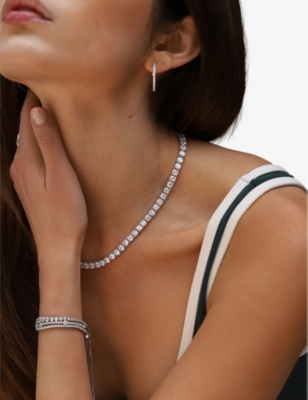 CARAT LONDON: Jaden sterling silver and 0.36ct cubic zirconia tennis necklace