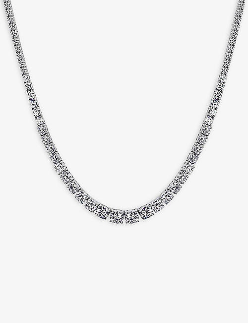 CARAT LONDON: Jaden sterling silver and 0.36ct cubic zirconia tennis necklace