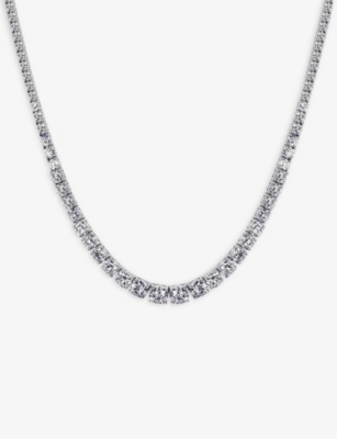 Carat London Womens Silver Jaden Sterling Silver And 0.36ct Cubic Zirconia Tennis Necklace