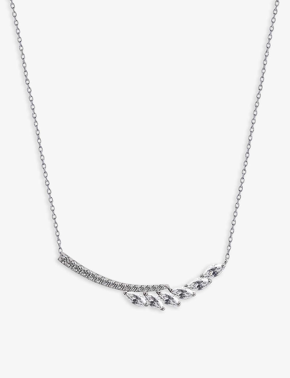 Carat London Womens Silver Laeta Sterling Silver And Cubic Zirconia Necklace
