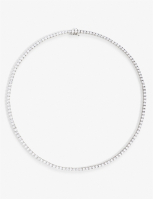 CARAT LONDON: Prudence white gold-plated sterling silver and 0.3ct cubic zirconia tennis necklace