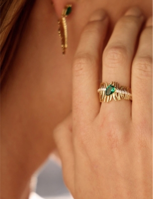 Carat London Womens Gold Palma Yellow-gold Plated Vermeil Sterling Silver And Cubic Zirconia Ring In Gold
