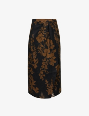 Reformation Zoe Side Slit Midi Skirt In Night Garden