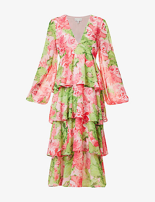 PRETTY LAVISH: Ashton floral-print woven midi dress