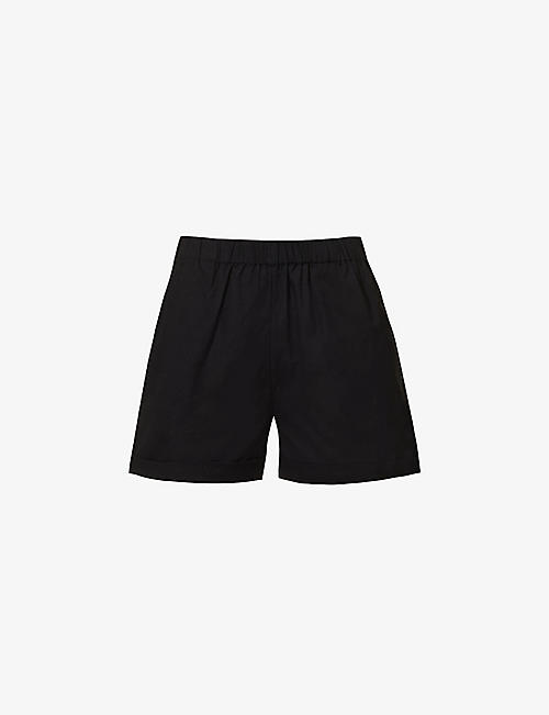 PRETTY LAVISH: Emery mid-rise cotton and linen-blend shorts