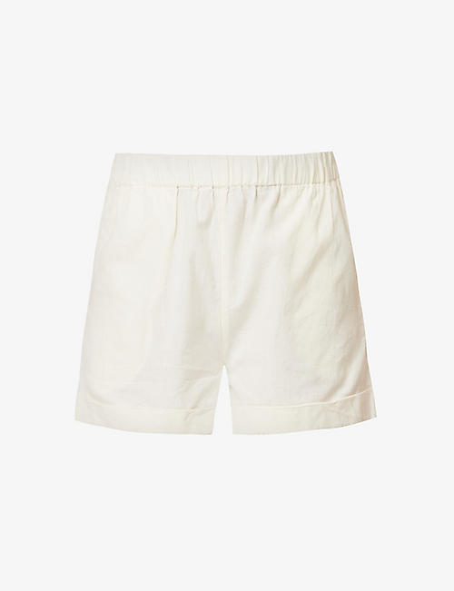 PRETTY LAVISH: Emery mid-rise cotton and linen-blend shorts