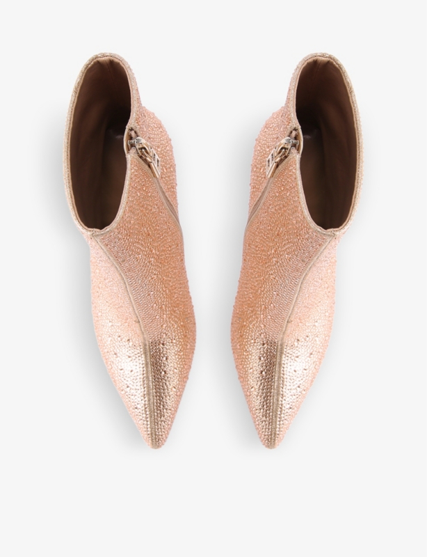 Lovebird crystal-embellished heeled woven ankle boots