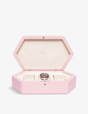 Shop The Alkemistry Women's Pink Rapport London Portobello 3-piece Hexagonal Wood And Leather Watch Box