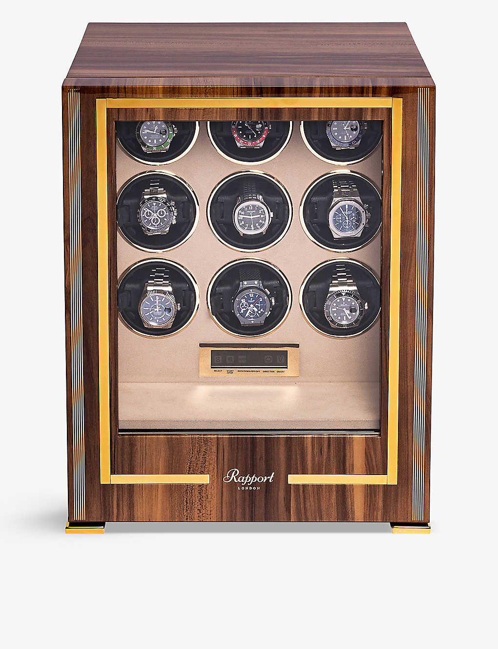 The Alkemistry Womens Brown Rapport London Paramount 9-piece Wooden Watch Winder Cube