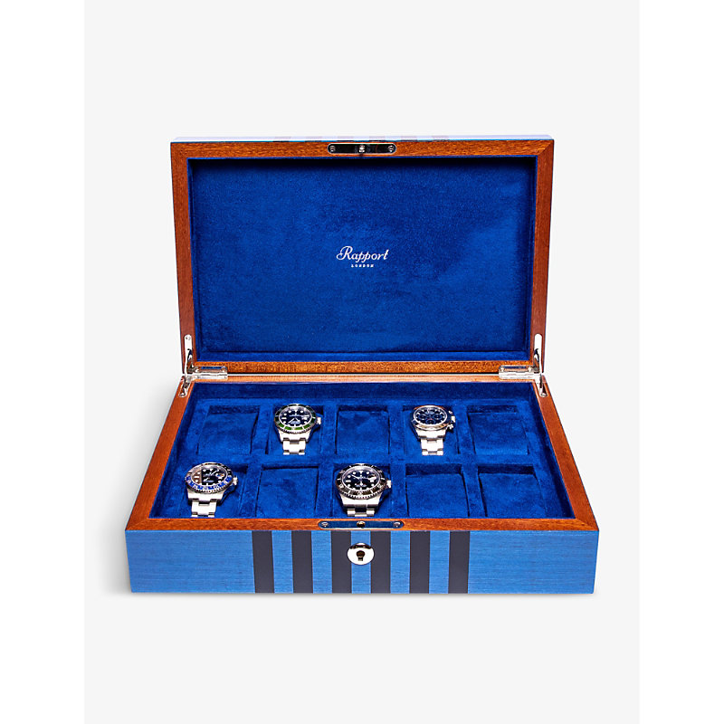 Shop The Alkemistry Women's Blue Rapport London Labyrinth Geometric 10-piece Wooden Watch Box