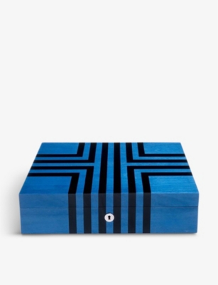 The Alkemistry Womens Blue Rapport London Labyrinth Geometric 10-piece Wooden Watch Box
