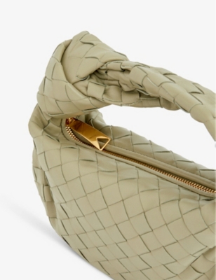 Bottega Veneta Mini Jodie Intrecciato Travertine Leather Top Handle Bag New