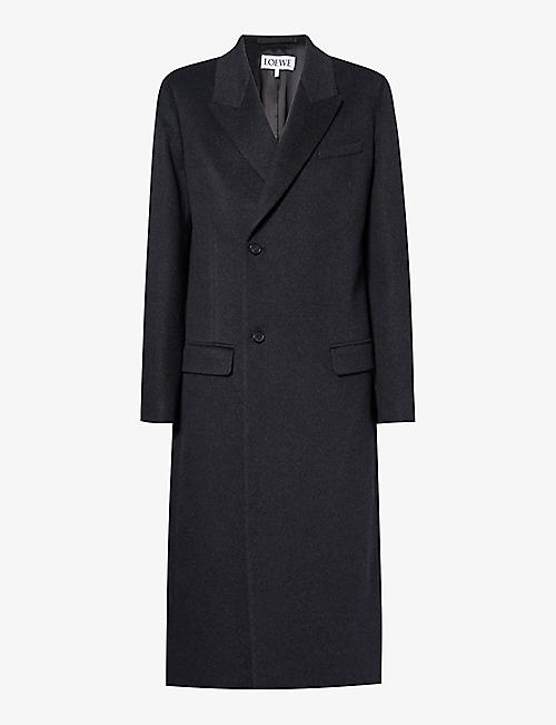 LOEWE: Double-breasted welt-pocket relaxed-fit wool and cashmere-blend coat