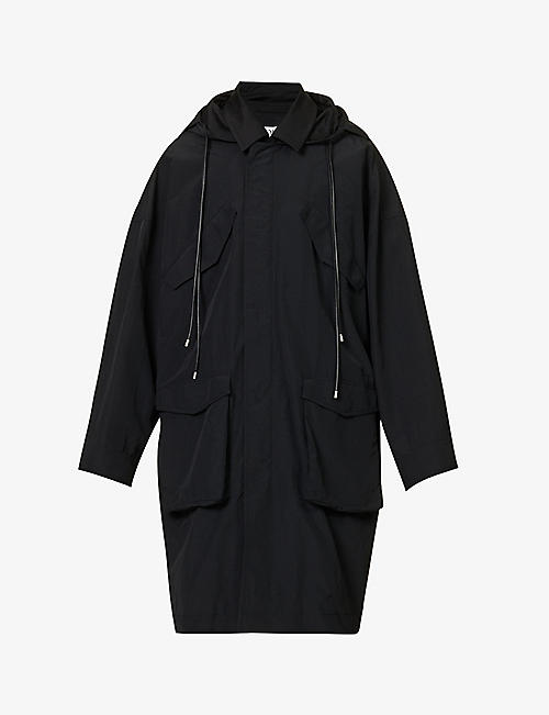 LOEWE: Long-sleeved flap-pocket boxy-fit shell hooded parka coat