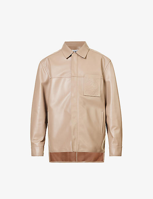 LOEWE: Anagram-debossed relaxed-fit leather shirt