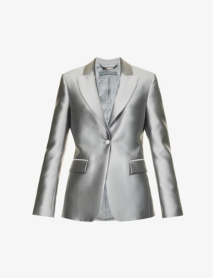 Alberta Ferretti Womens Mikado Single-breasted Silk-blend Blazer