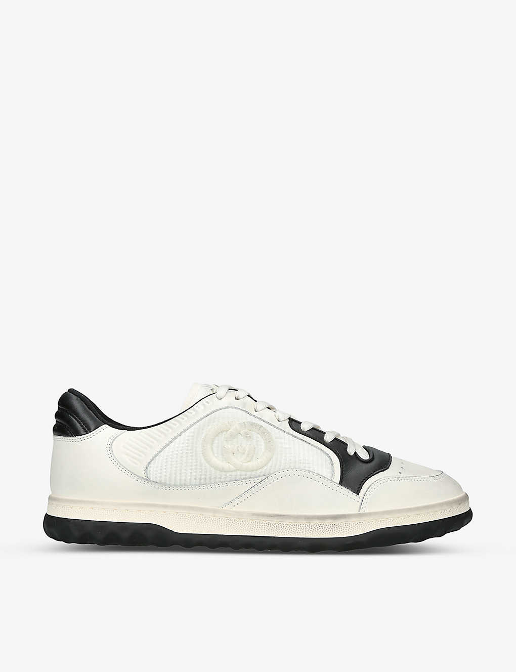 Shop Gucci Mens White/blk Mac80 Leather Low-top Trainers