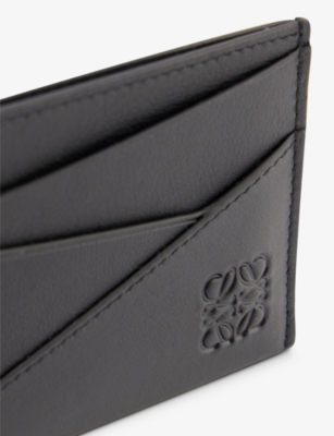 Loewe Mens Black Puzzle Edge Brand-debossed Leather Card Holder In Black