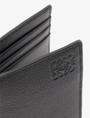 Shop Loewe Mens Black Anagram-embellished Grained-leather Bifold Wallet