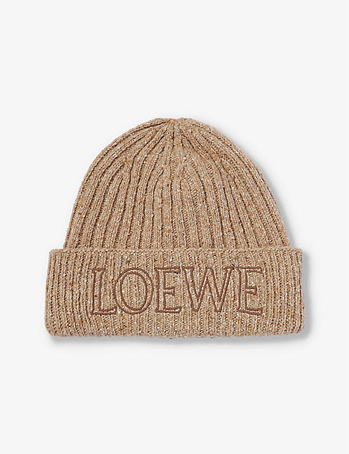 LOEWE: Logo-embroidered wool-knit beanie