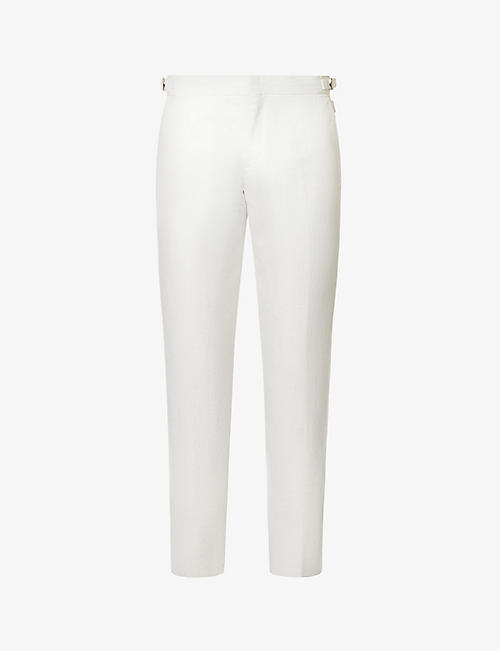ORLEBAR BROWN: Griffon brand-patch regular-fit tapered-leg linen trousers