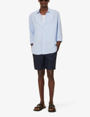 Shop Orlebar Brown Mens Night Iris Cornell Regular-fit Linen Shorts