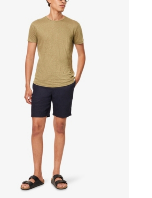 Shop Orlebar Brown Mens Night Iris Cornell Regular-fit Linen Shorts