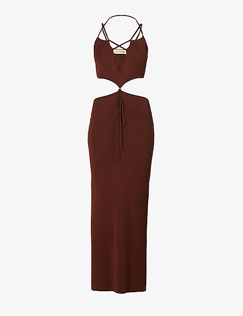 AYA MUSE: Reis cut-out plunge-neck stretch-woven maxi dress