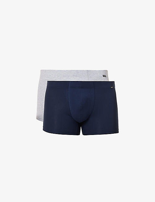 HANRO: Pack of two logo-embellished stretch-cotton trunks