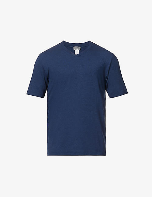 HANRO: V-neck regular-fit stretch-jersey T-shirt