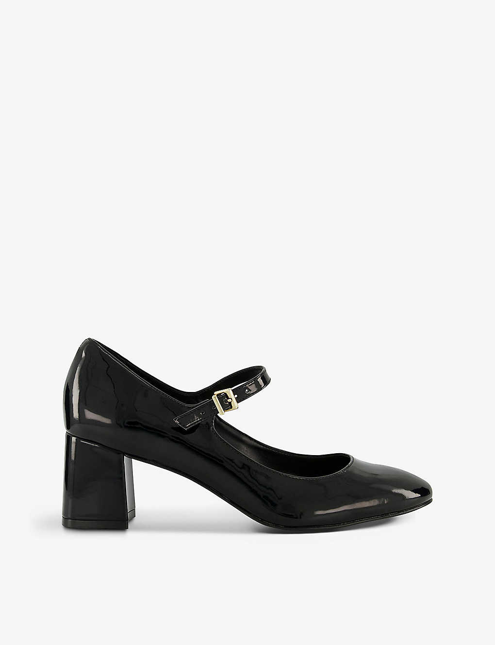 Dune Womens Black-patent Synthetic Alenna Block-heel Mary Jane Faux-leather Courts