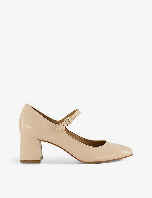 DUNE: Alena block-heel Mary Jane faux-leather courts