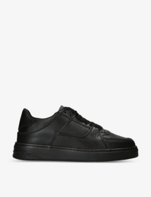 Shop Represent Apex Panelled Grained-leather Low-top Trainers In Black