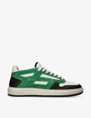 REPRESENT: Reptor panelled grained-leather and suede low-top trainers