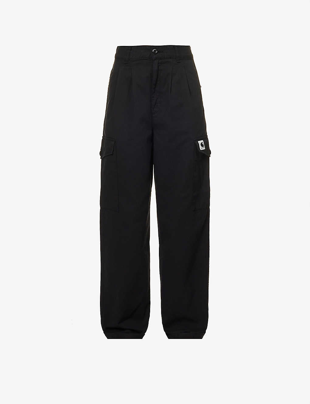 Carhartt Wip Womens Black Collins Tapered-leg High-rise Organic-cotton Trousers