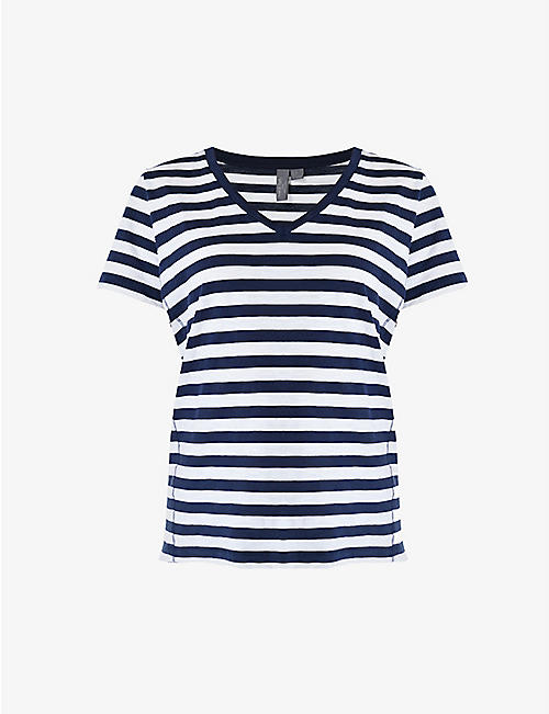 SWEATY BETTY: Refresh stripe-print organic-cotton stretch-jersey T-shirt