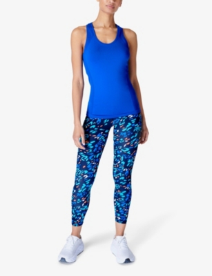 Shop Sweaty Betty Womens Lightning Blue Athlete Workout Stretch-jersey Tank Top