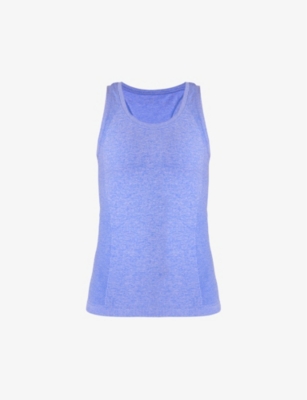 Sweaty Betty Athlete Seamless Workout Marl-pattern Stretch-jersey Tank Top In Blue