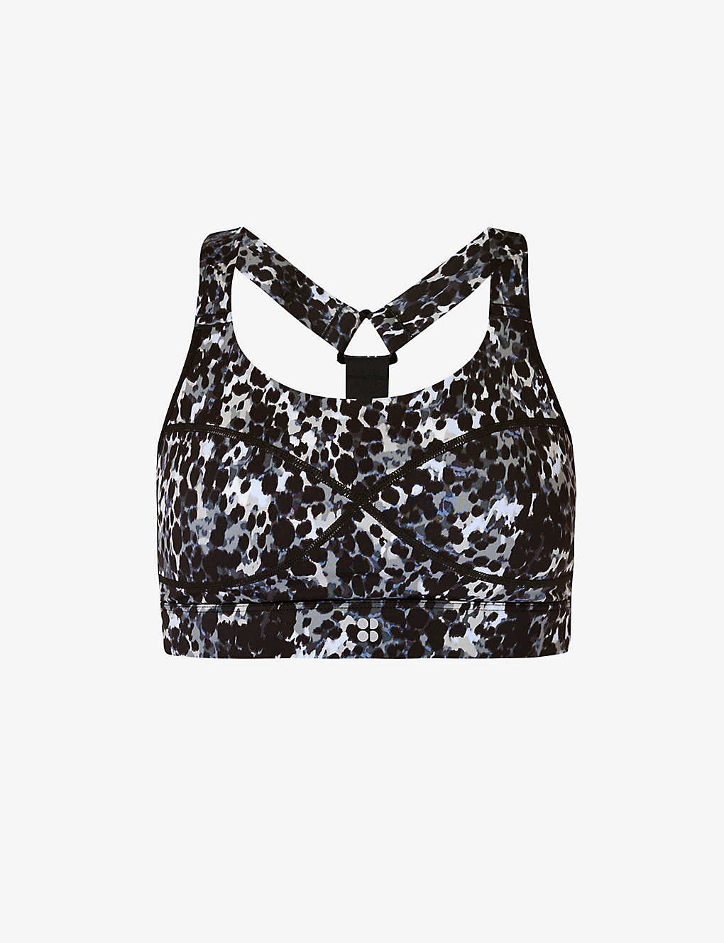 Shop Sweaty Betty Womens Grey Dapple Print Power Medium-impact Stretch-woven Sports Bra