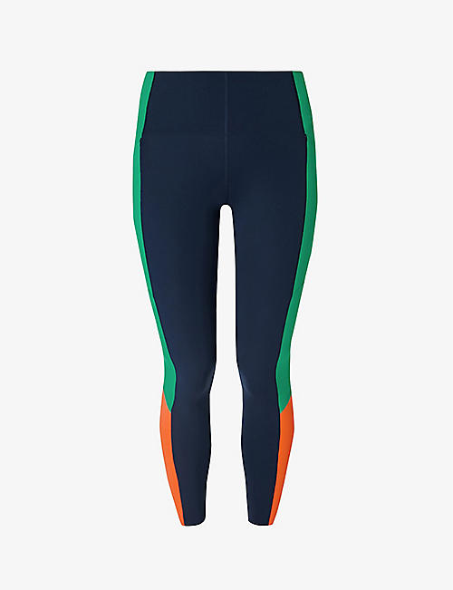 SWEATY BETTY: Power 7/8 colour-block high-rise stretch-jersey leggings